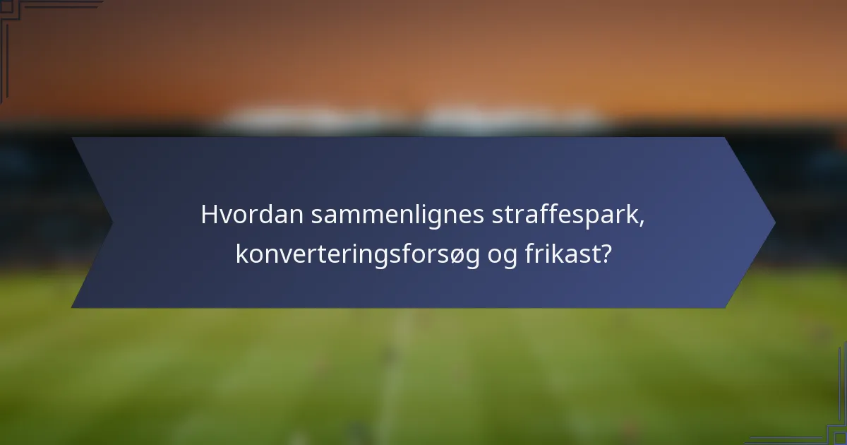 Hvordan sammenlignes straffespark, konverteringsforsøg og frikast?